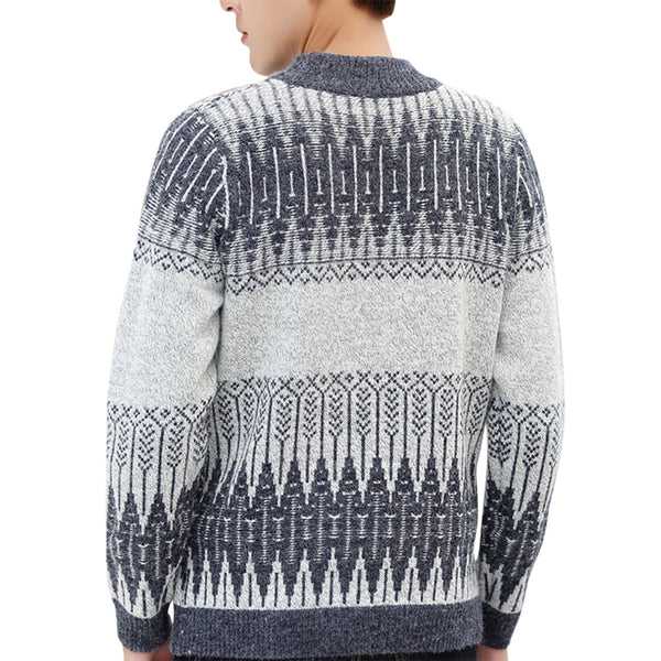Geometric Pattern Soft Pullover Knit Sweater