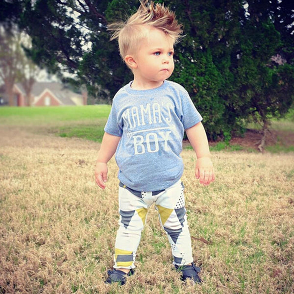 80ç ç”·ç«¥å­—æ¯å‡ ä½•çŸ­è¢–å¥—è£…