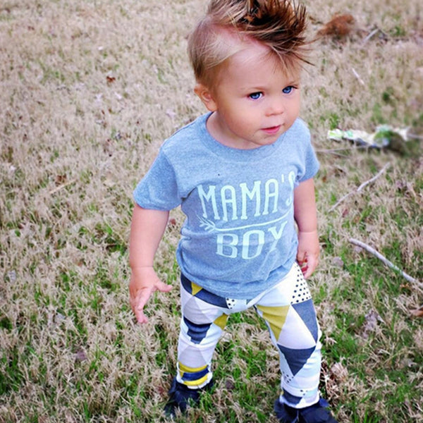 80ç ç”·ç«¥å­—æ¯å‡ ä½•çŸ­è¢–å¥—è£…