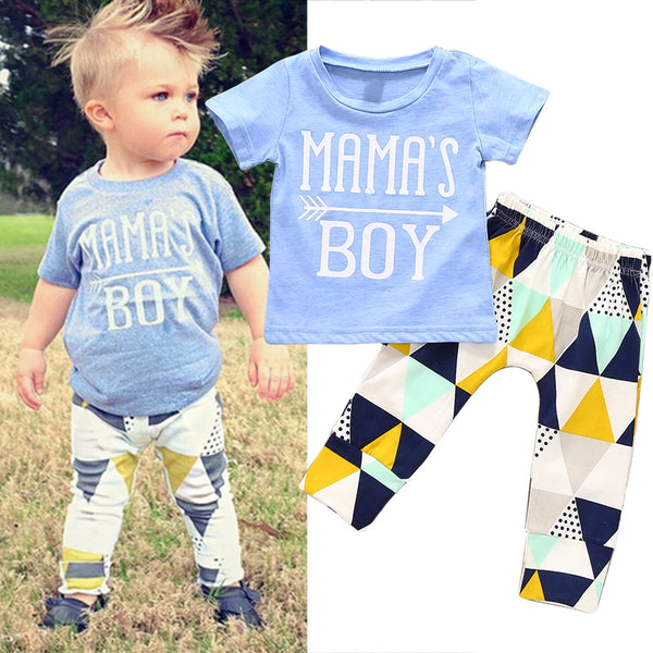 80ç ç”·ç«¥å­—æ¯å‡ ä½•çŸ­è¢–å¥—è£…