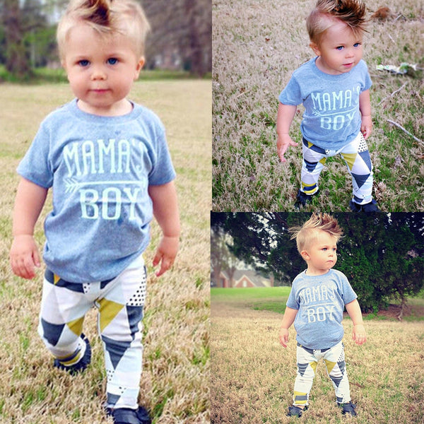 80ç ç”·ç«¥å­—æ¯å‡ ä½•çŸ­è¢–å¥—è£…