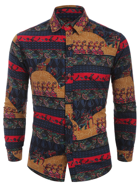 Ethnic Tribal Print Long Sleeves Shirt