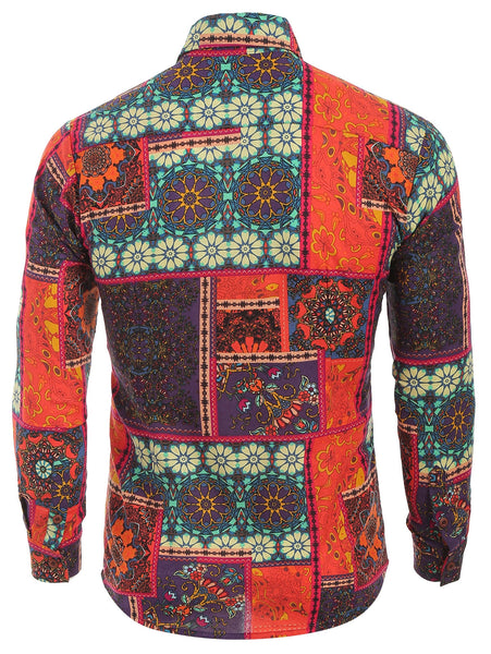 Ethnic Tribal Flowers Print Casual Shirt