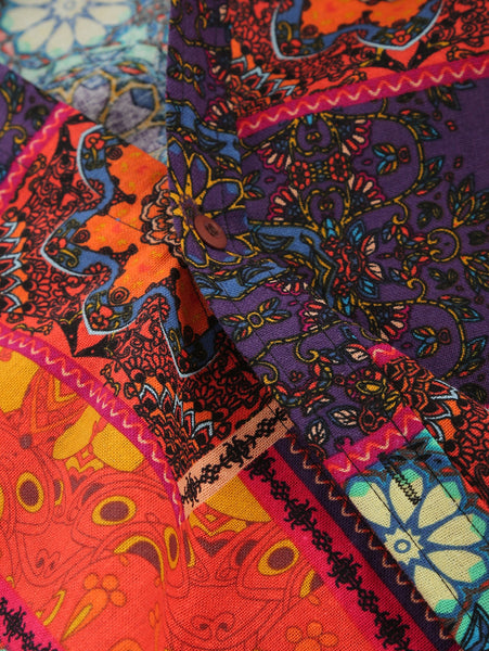 Ethnic Tribal Flowers Print Casual Shirt