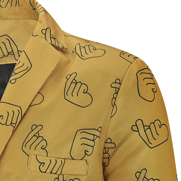 Valentine\'s Day Finger Heart Printed Casual Blazer