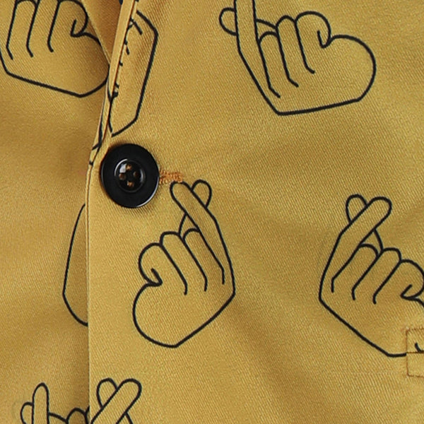 Valentine\'s Day Finger Heart Printed Casual Blazer