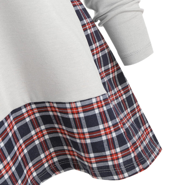 Long Sleeve Checked Panel Top