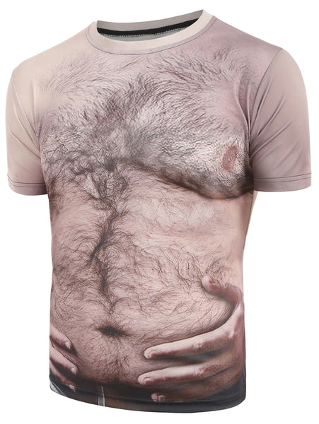 Chest Hair 3D Print Short Sleeves T-shirt
