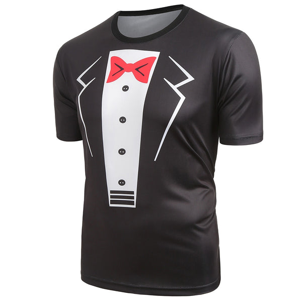 Faux Blazer Print Short Sleeves Casual T-shirt