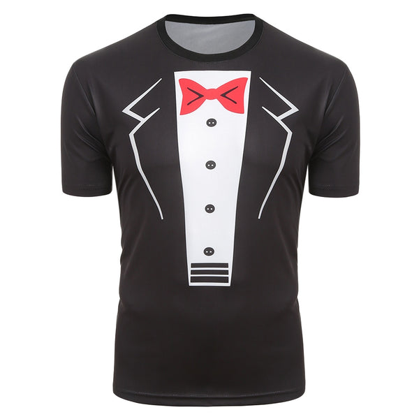 Faux Blazer Print Short Sleeves Casual T-shirt