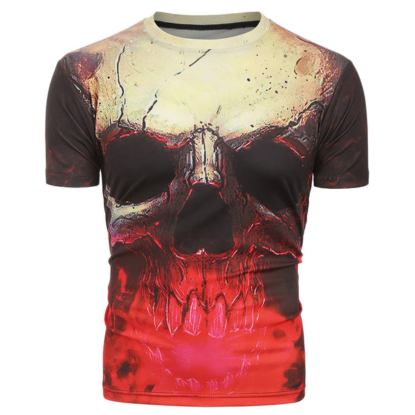 3D Skull Print Short Sleeves Tee