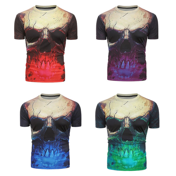 3D Skull Print Short Sleeves Tee