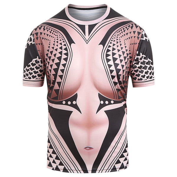 Tattoos Nake Belly Print Short Sleeves T-shirt