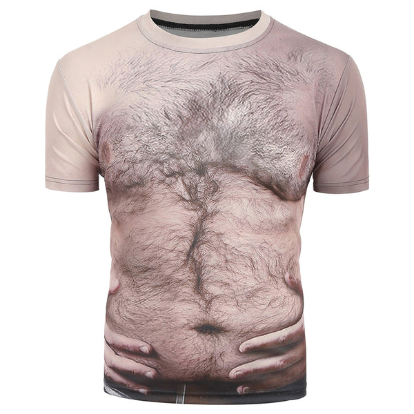 Chest Hair 3D Print Short Sleeves T-shirt