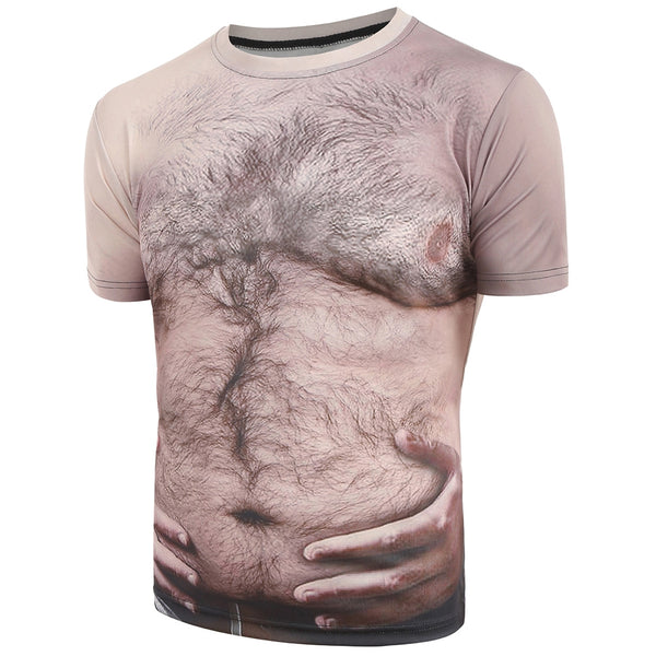 Chest Hair 3D Print Short Sleeves T-shirt