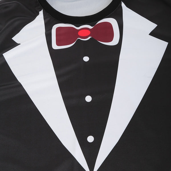 Short Sleeves Faux Collar Print Casual T-shirt