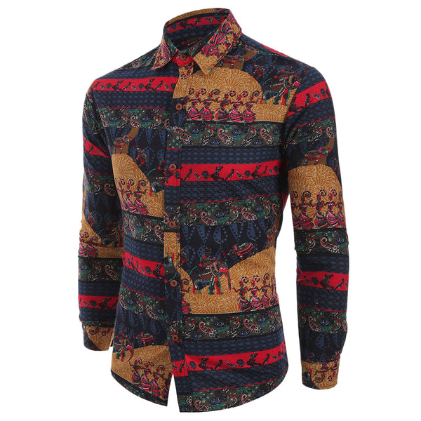 Ethnic Tribal Print Long Sleeves Shirt