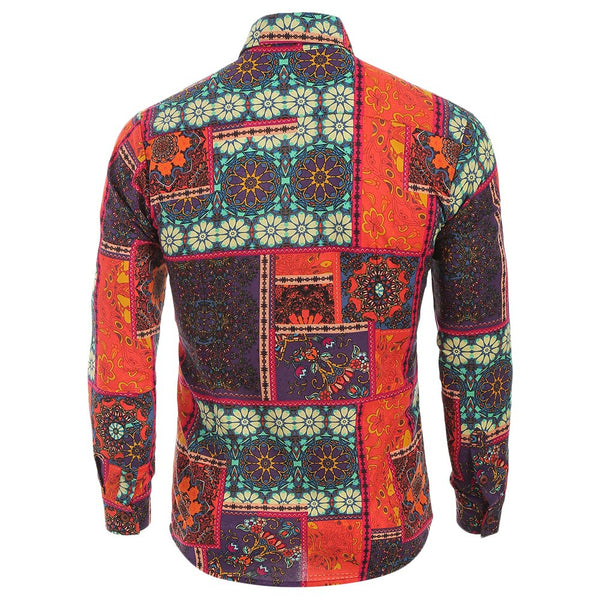 Ethnic Tribal Flowers Print Casual Shirt