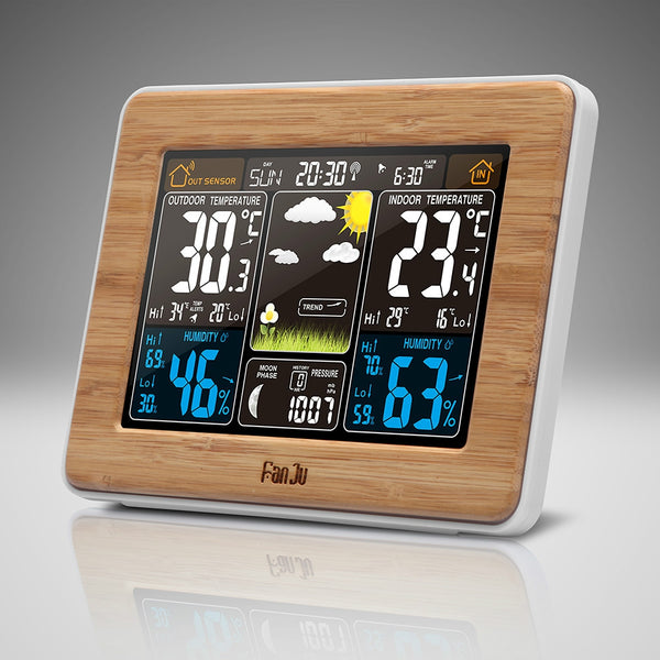 FanJu FJ3365 Weather Station Color Forecast with Alert Temperature Humidity Barometer Alarm Moon Phase