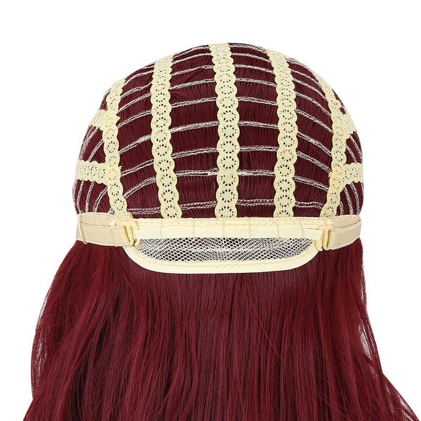 64cm Micro-curly Synthetic Wig Elegant Wind Red Hairpiece for Women