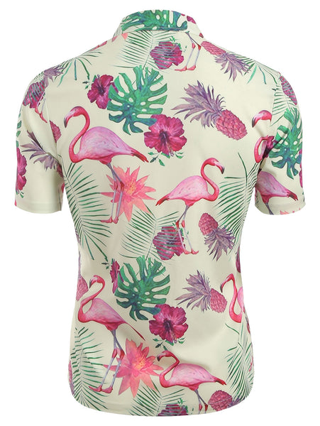 Animal Fruit Print Short Sleeves Shirt For Men