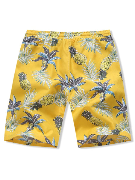 Hawaii Pineapple Print Board Shorts Men