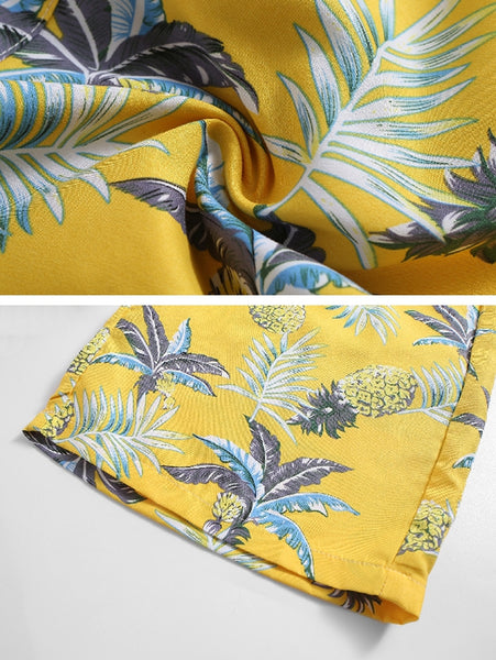 Hawaii Pineapple Print Board Shorts Men