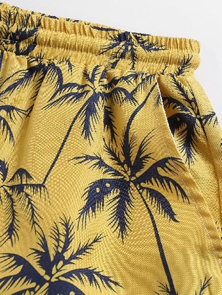 Coconut Tree Print Board Shorts