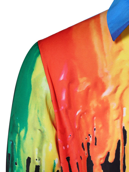 Hidden Button Paint Splatter Shirt