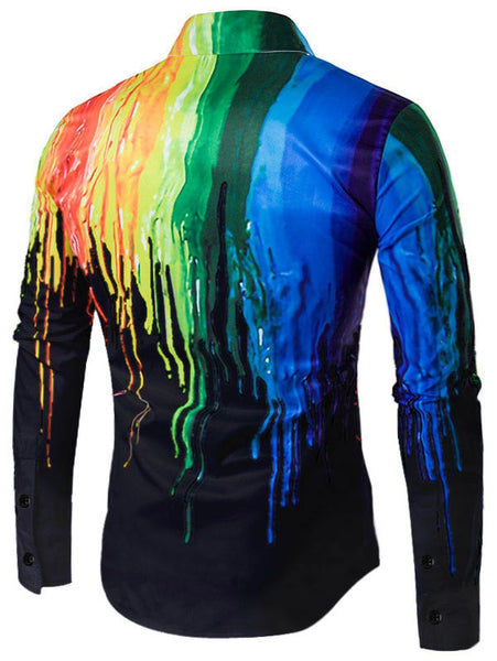 Hidden Button Paint Splatter Shirt