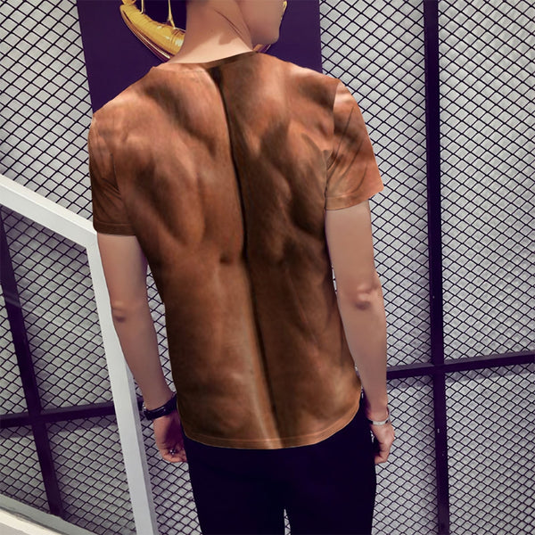 3D Summer New Personality Abdominal Muscle Printing Short-Sleeved T-shirt