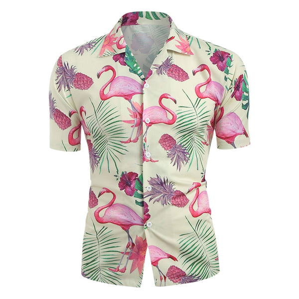 Animal Fruit Print Short Sleeves Shirt For Men