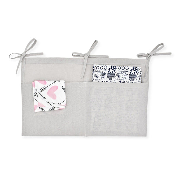 HT - 332 Linen Baby Nursery Storage Bag Multi-functional Bed Organizer 2 Pockets for Diapers Toys