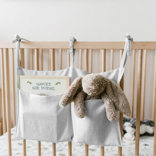 HT - 332 Linen Baby Nursery Storage Bag Multi-functional Bed Organizer 2 Pockets for Diapers Toys
