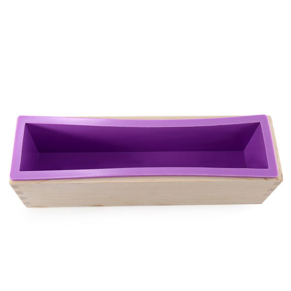 Rectangular Solid DIY Handmade Silicone Soap Mold Wooden Box with Cover Purple