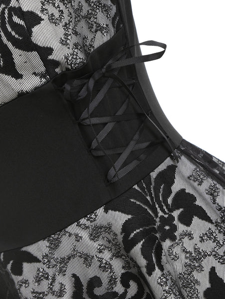 Lace Up Empire Waist Dip Hem Party Dress