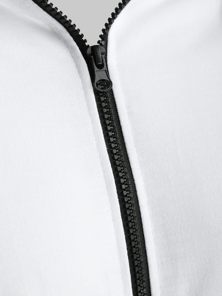 Sports Full Zipper Gradient Print Shoulder Pleated Hoodie