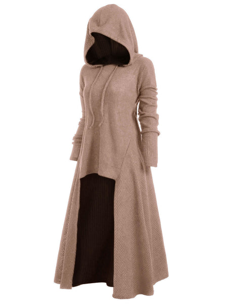 Hooded High Low Drop Shoulder Longline Sweater