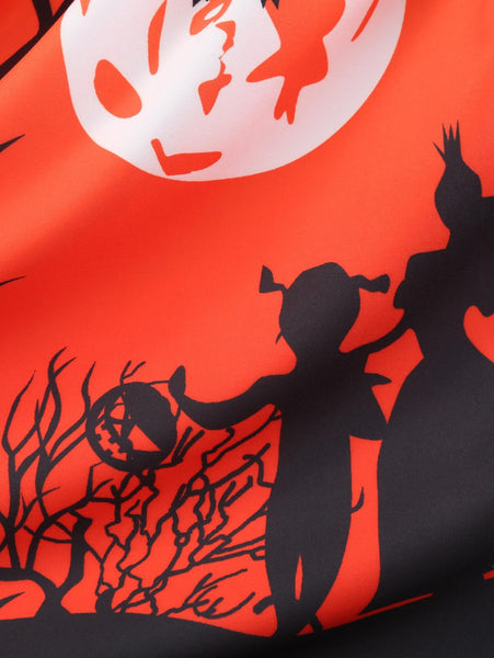 Mesh Panel Bat Print Sleeveless Halloween Dress