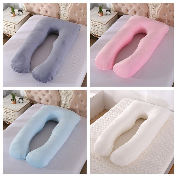 Crystal Velvet U Shape Maternity Sleeping Support Pillow for Side Sleeper Pregnant Women