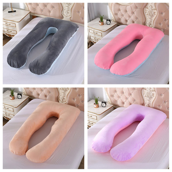 Crystal Velvet U Shape Maternity Sleeping Support Pillow for Side Sleeper Pregnant Women
