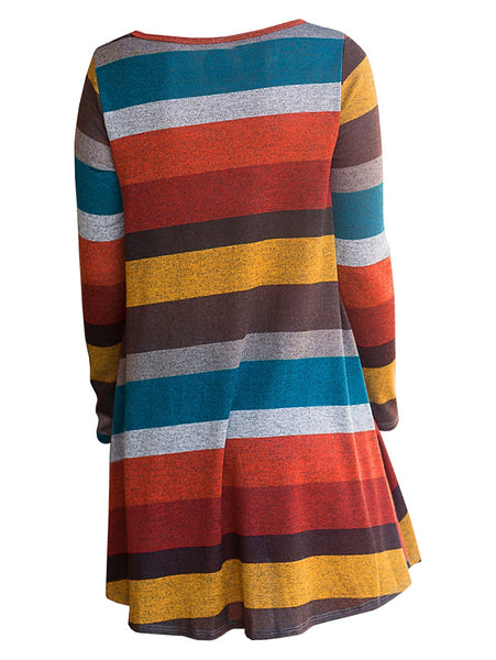 Striped Long Sleeve Longline Knitwear