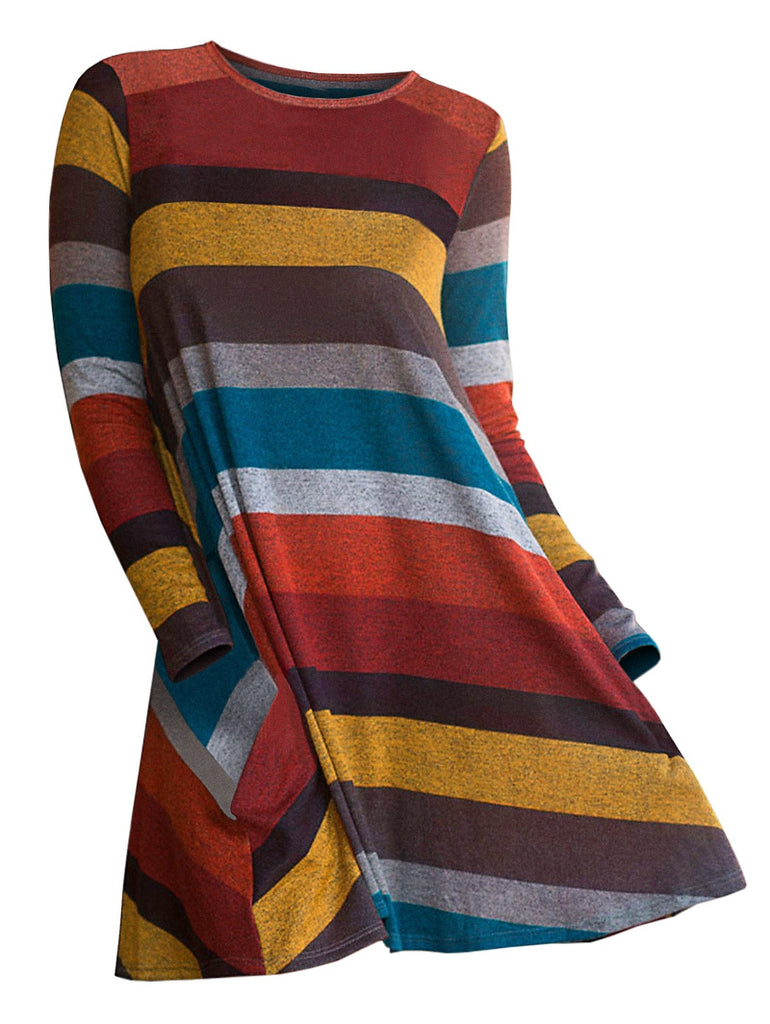 Striped Long Sleeve Longline Knitwear