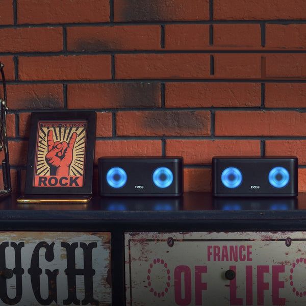 DOSS Stereo Sound Deep Bass 20H Playtime with LED Light SoundBox Plus Bluetooth Portable Wireless Speaker