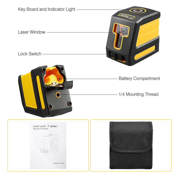 Cross Line Laser Level 49ft/15m Red Cross Line with Self-Leveling Horizontal and Vertical Cross-Line Laser