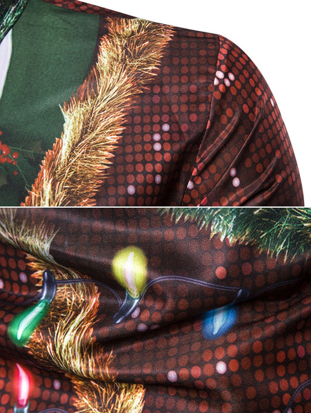Christmas Faux Sequins Button Up Tuxedo Shirt