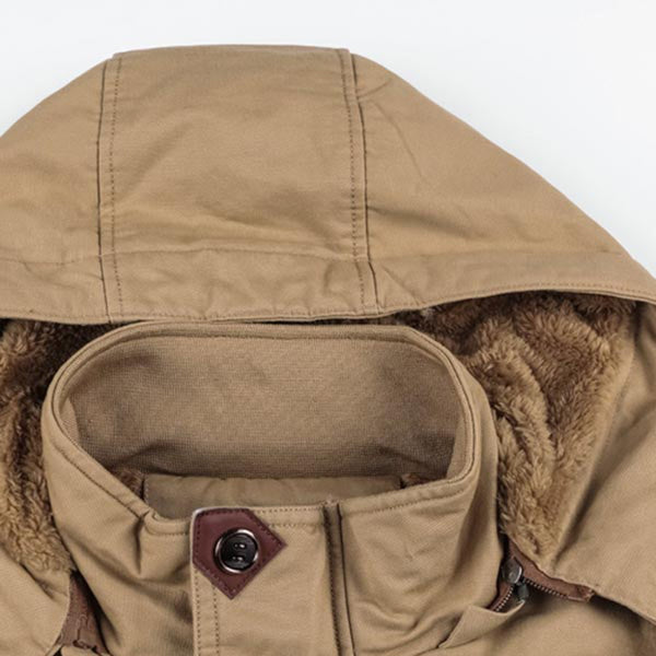 Faux Fur Lined Waist Drawstring Cargo Jacket