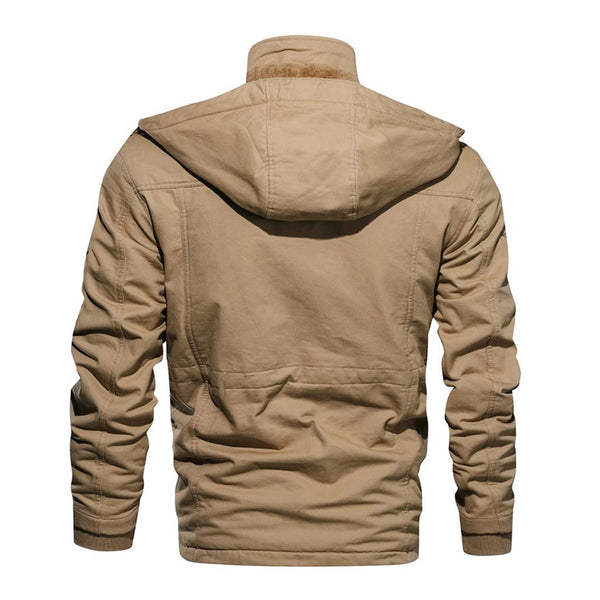 Faux Fur Lined Waist Drawstring Cargo Jacket