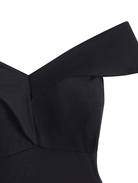 Folded Off Shoulder Christmas Santa Claus Musical Note Dress