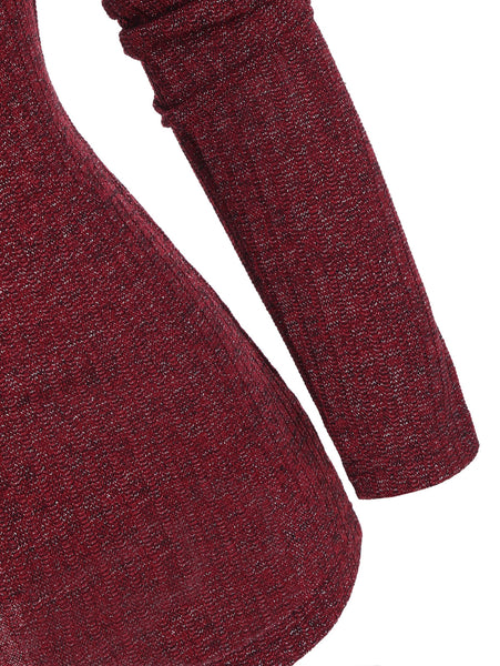 Folded Cowl Neck Bowknot Metallic Thread Knitwear